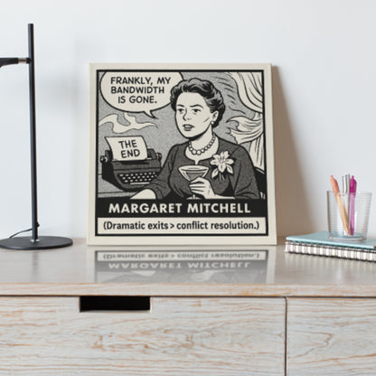 Margaret Mitchell Cartoon Canvas Art Print – 8x8" (20x20cm) – Literary Quote Wall Decor
