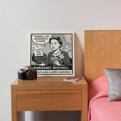 Margaret Mitchell Cartoon Canvas Art Print – 8x8" (20x20cm) – Literary Quote Wall Decor