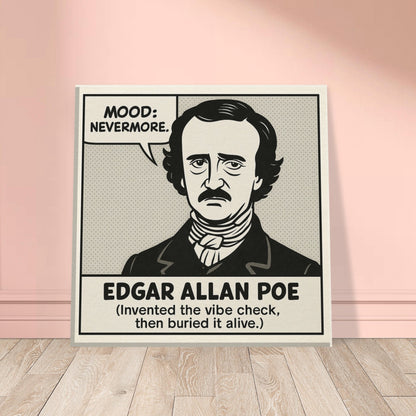 Edgar Allan Poe Canvas (Cartoon) (8x8" / 20x20cm)-Author Cartoons-Silent Pacific