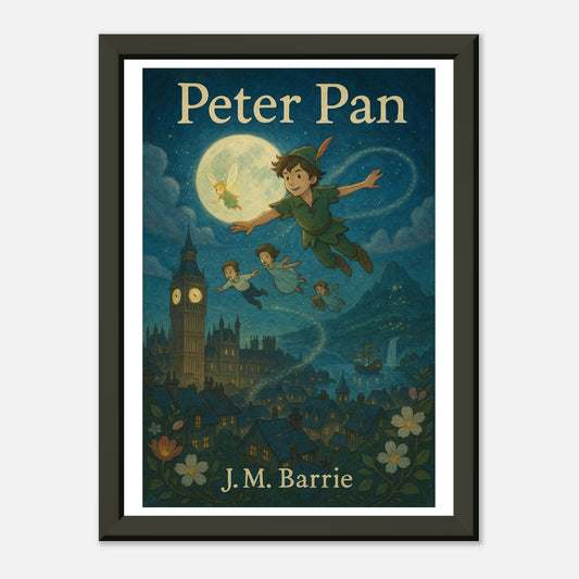 Peter Pan by J.M. Barrie - Metal Framed Poster 5" x 7"-Book Covers-Silent Pacific