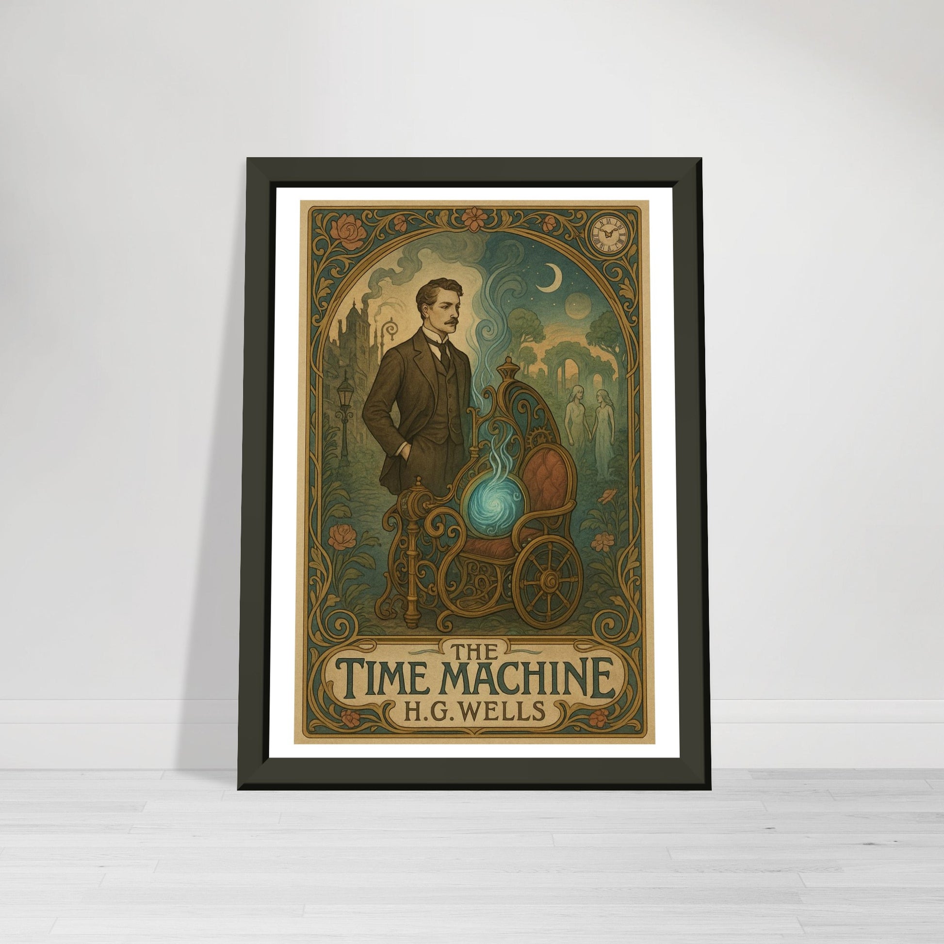 The Time Machine by H.G. Wells - Metal Framed Poster 5" x 7"-Book Covers-Silent Pacific