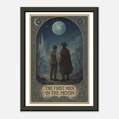 The First Men in the Moon by H.G. Wells - Metal Framed Poster 5" x 7"-Book Covers-Silent Pacific