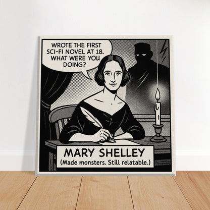 Mary Shelley Canvas (Cartoon) (8x8" / 20x20cm)-Author Cartoons-Silent Pacific