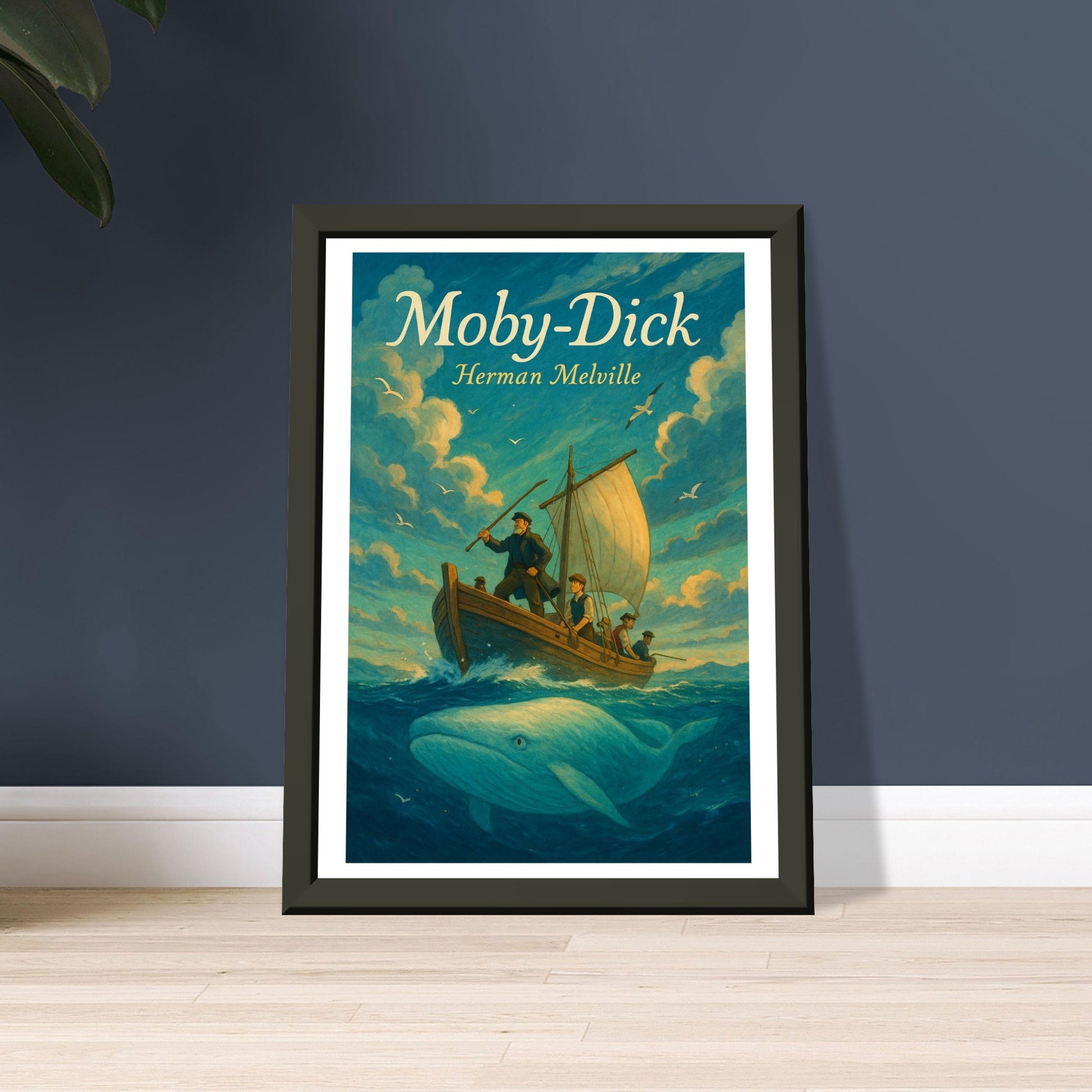 Moby-Dick by Herman Melville - Metal Framed Poster 5" x 7"-Book Covers-Silent Pacific