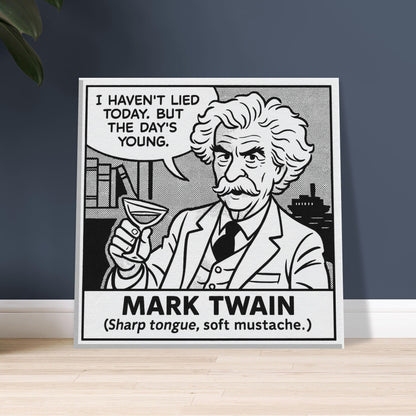 Mark Twain Canvas (Cartoon) (8x8" / 20x20cm)-Author Cartoons-Silent Pacific