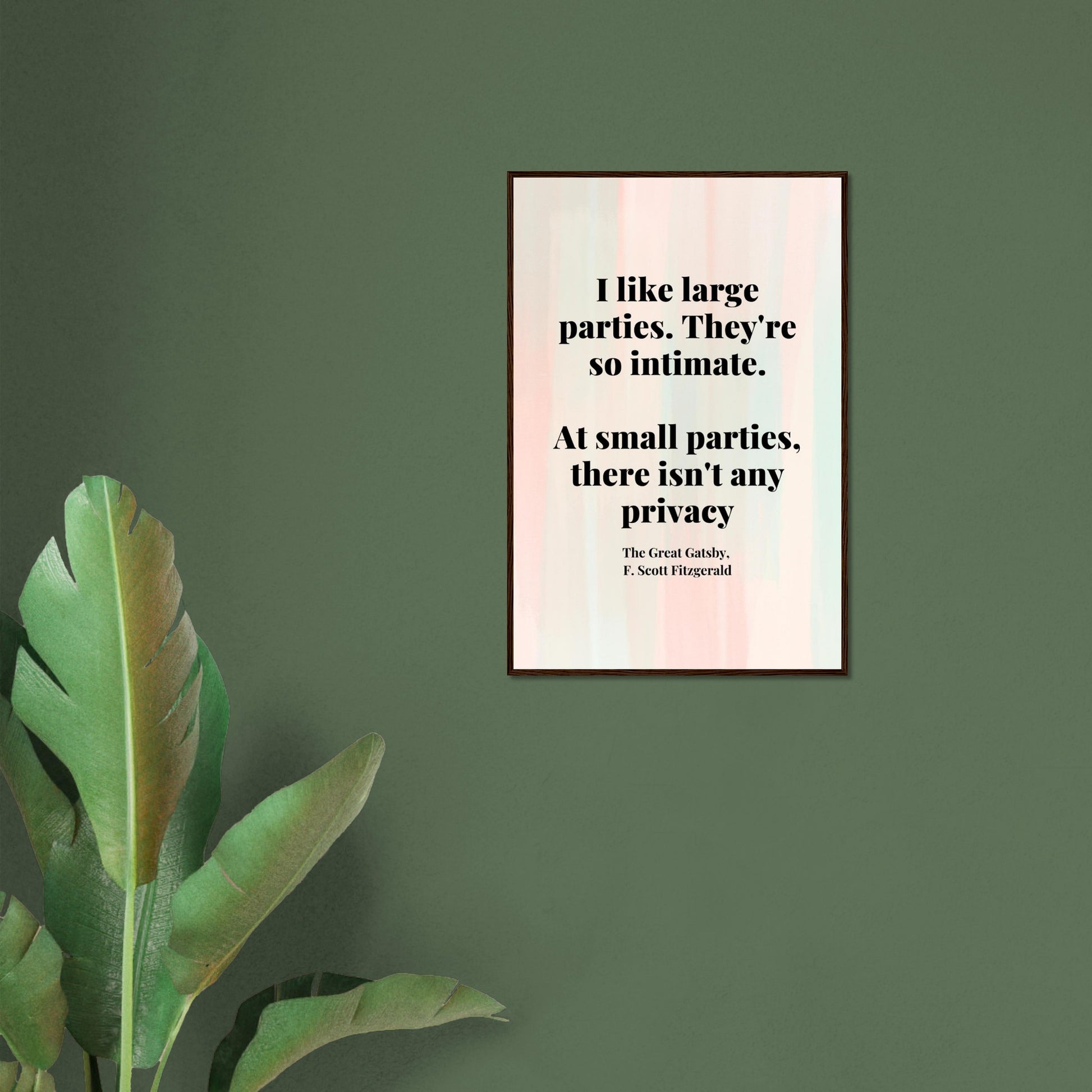 “I Like Large Parties” Framed Poster – F. Scott Fitzgerald, The Great Gatsby | Literary Quote Wall Art for Vintage & Dark Academia Decor-Quotes-Silent Pacific