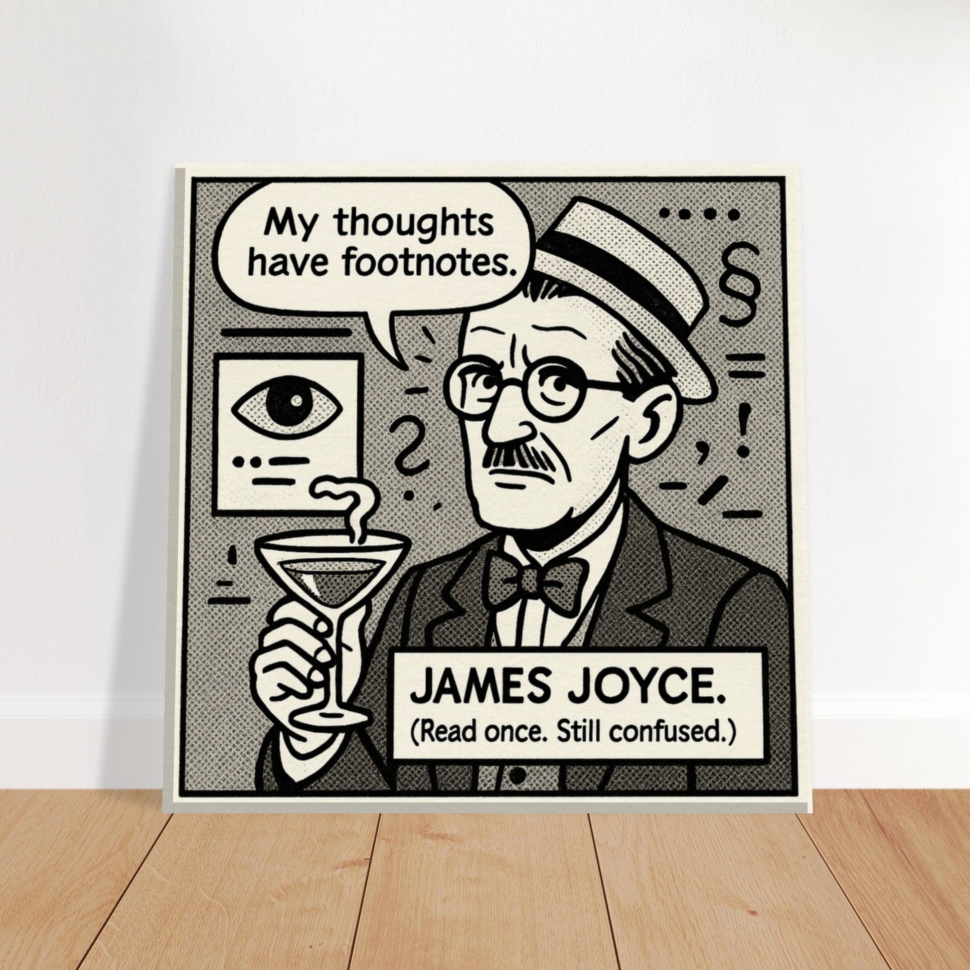 James Joyce Canvas (Cartoon) (8x8" / 20x20cm)-Author Cartoons-Silent Pacific