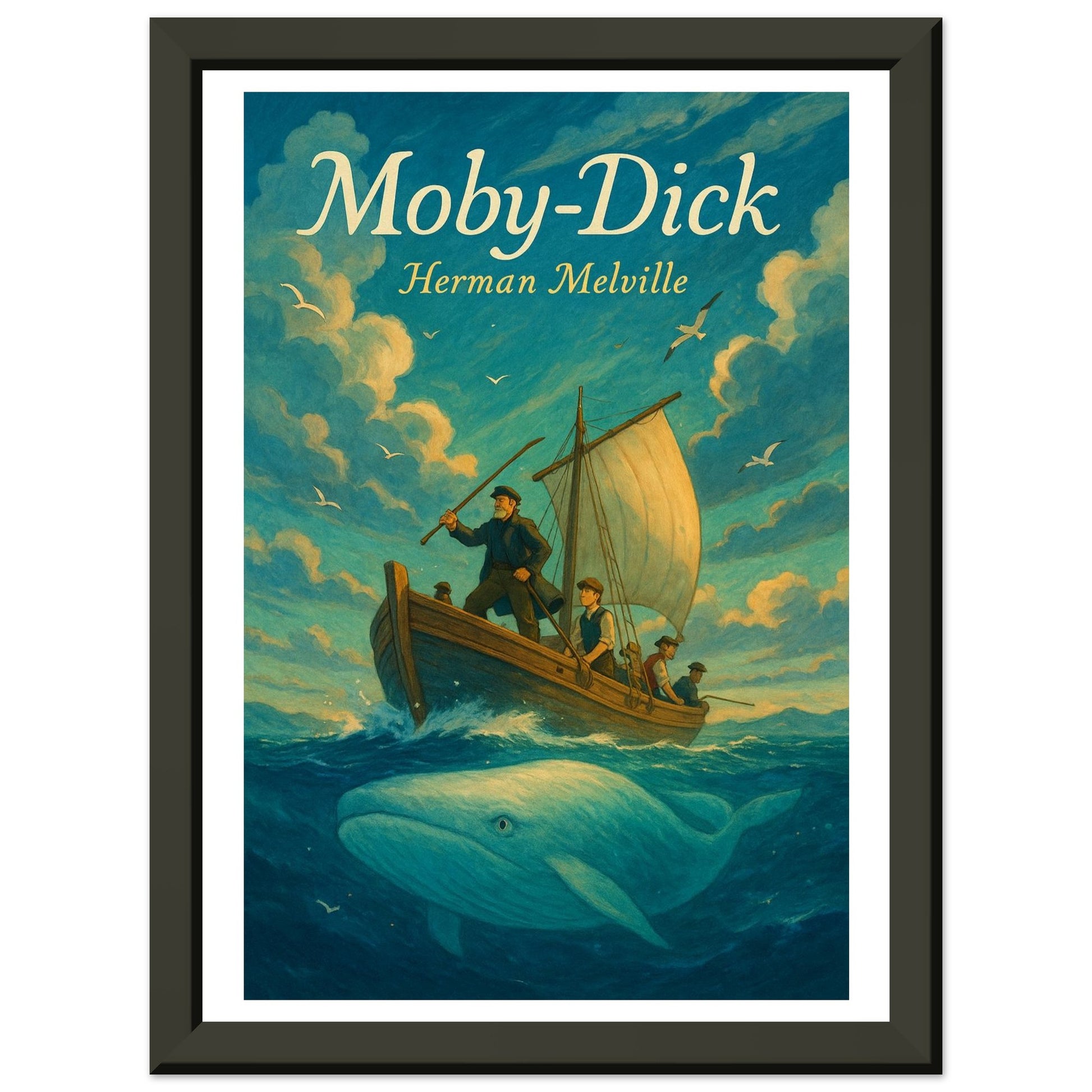 Moby-Dick by Herman Melville - Metal Framed Poster 5" x 7"-Book Covers-Silent Pacific