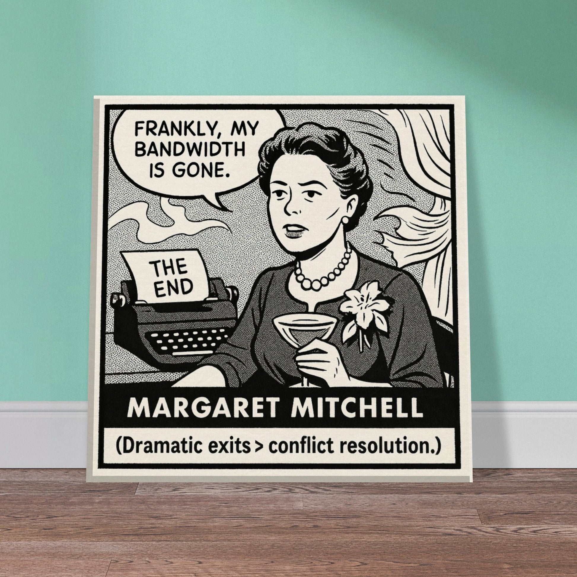 Margaret Mitchell Canvas (Cartoon) (8x8" / 20x20cm)-Author Cartoons-Silent Pacific