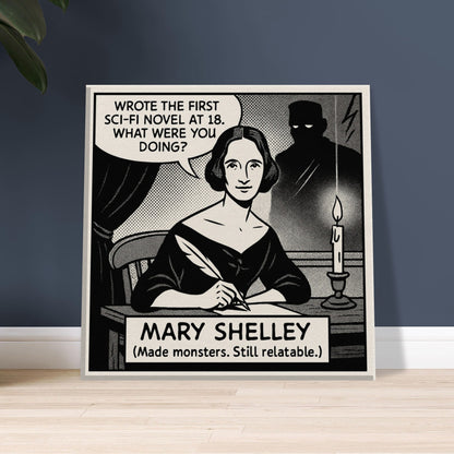 Mary Shelley Canvas (Cartoon) (8x8" / 20x20cm)-Author Cartoons-Silent Pacific