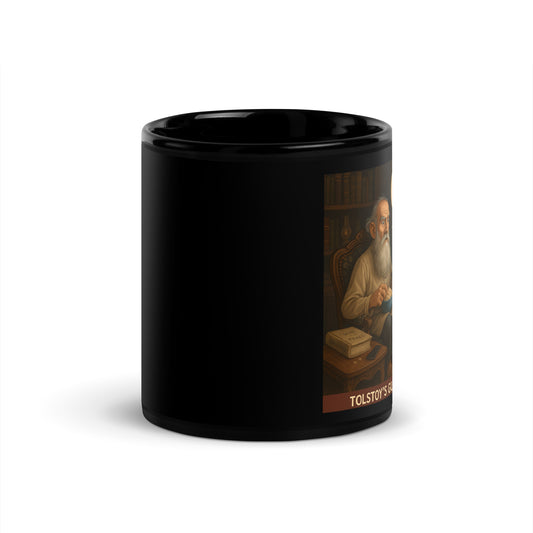 Leo Tolstoy's Guilty Pleasure - Black Glossy Mug-Coffee Mugs-Silent Pacific