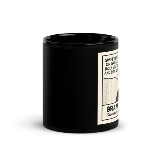 Bram Stoker - Swipe Left - Black Glossy Mug-Coffee Mugs-Silent Pacific
