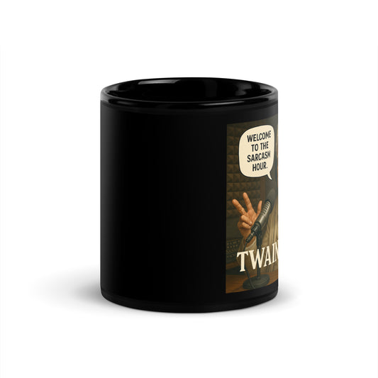 Mark Twain Talks - Black Glossy Coffee Mug-Coffee Mugs-Silent Pacific