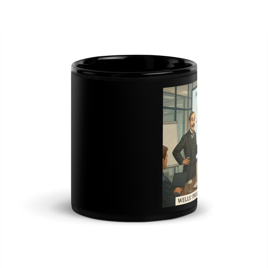 HG Wells Timeline - Black Glossy Coffee Mug-Coffee Mugs-Silent Pacific