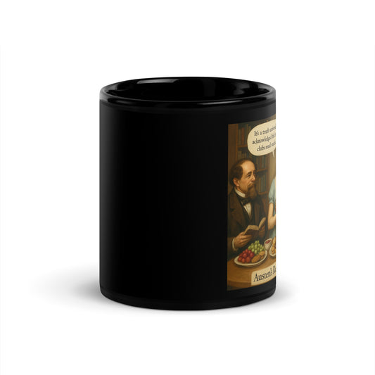 Jane Austen's Reading Circle - Black Glossy Coffee Mug-Coffee Mugs-Silent Pacific