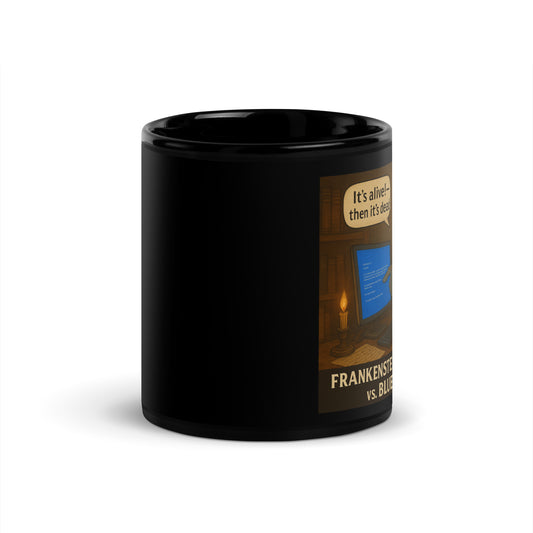 Frankenstein's Blue Screen of Death - Black Glossy Coffee Mug-Coffee Mugs-Silent Pacific
