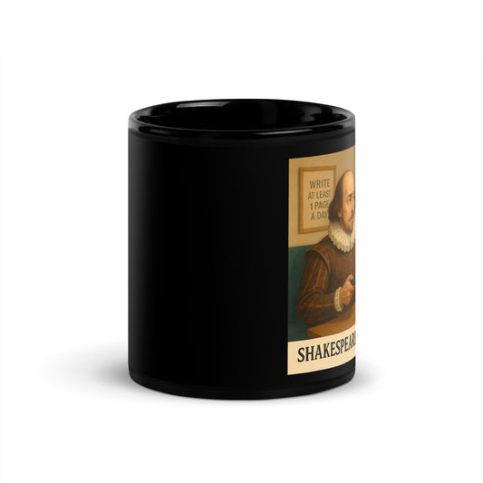 Shakespeare Skips Intro - Black Glossy Coffee Mug-Coffee Mugs-Silent Pacific