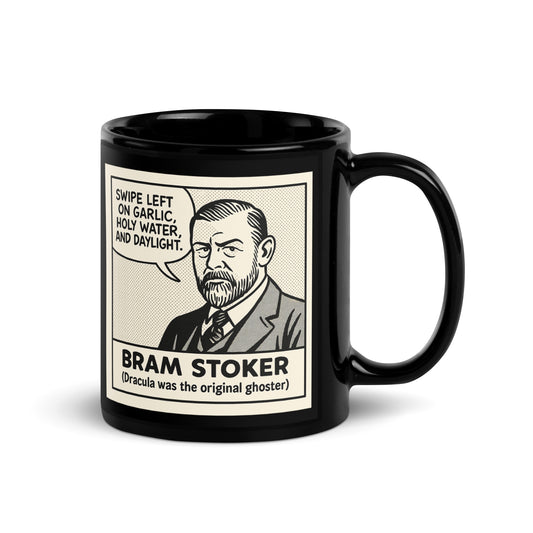 Bram Stoker - Swipe Left - Black Glossy Mug-Coffee Mugs-Silent Pacific