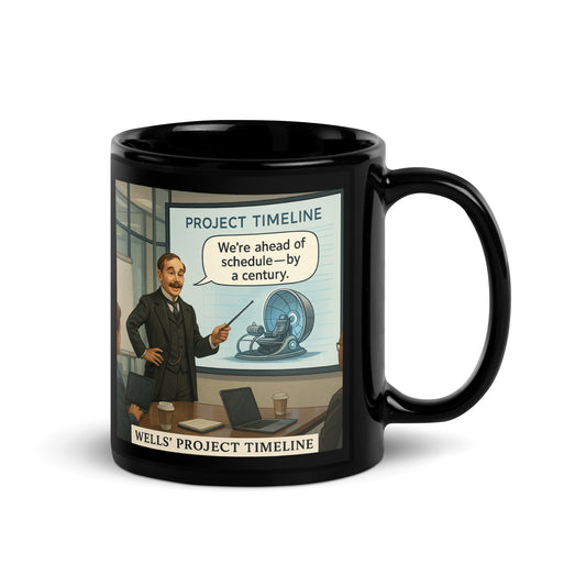 HG Wells Timeline - Black Glossy Coffee Mug-Coffee Mugs-Silent Pacific