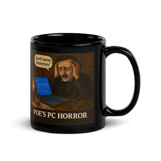 Poe's PC Horror - Black Glossy Coffee Mug-Coffee Mugs-Silent Pacific