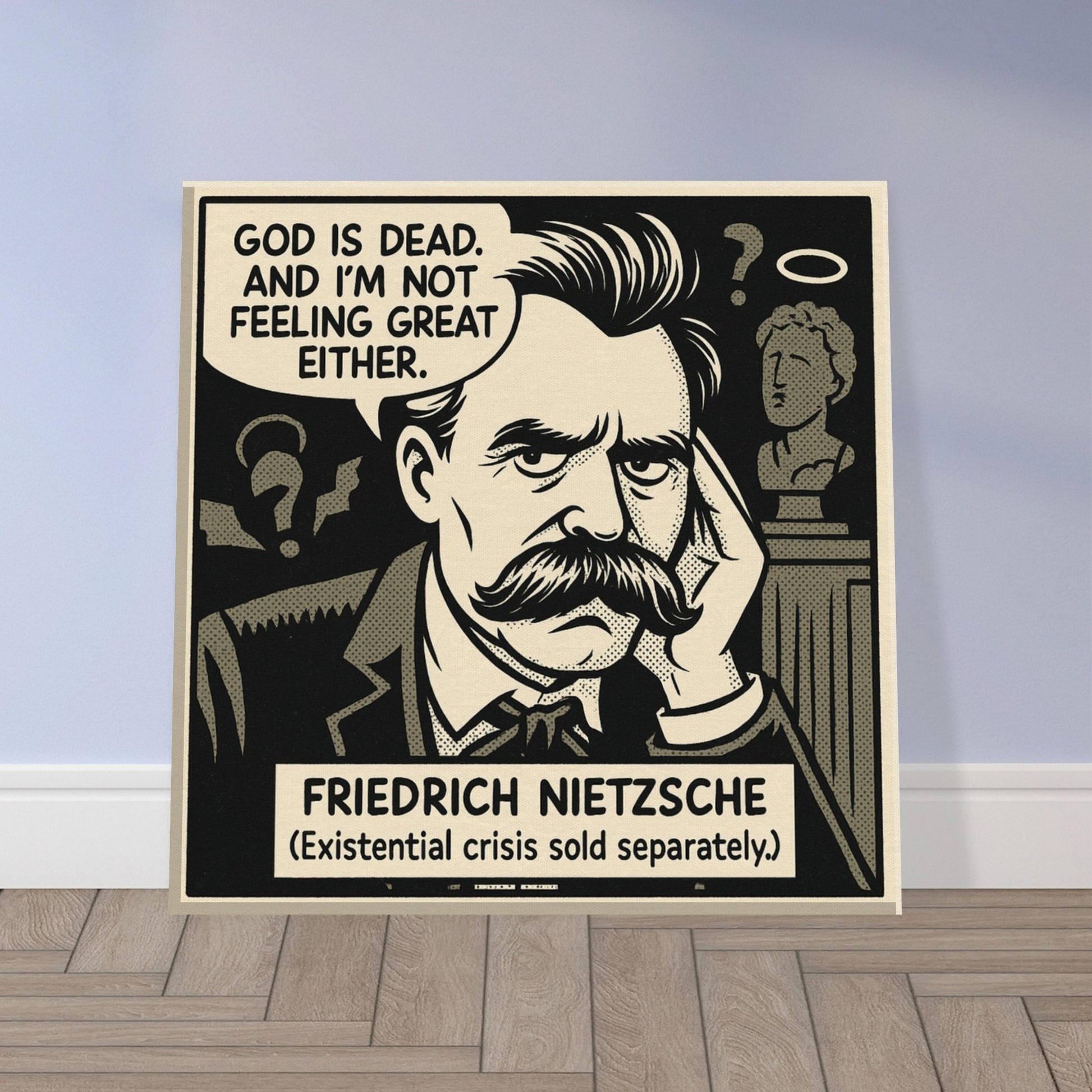 Friedrich Nietzsche Canvas (Cartoon) (8x8" / 20x20cm)-Author Cartoons-Silent Pacific