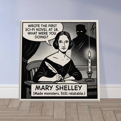 Mary Shelley Canvas (Cartoon) (8x8" / 20x20cm)-Author Cartoons-Silent Pacific