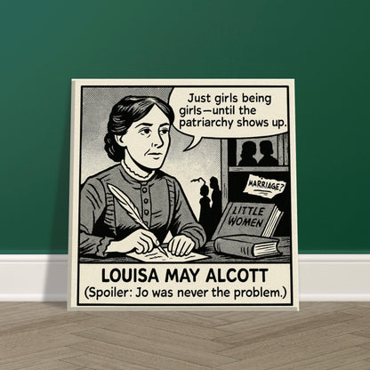 Louisa May Alcott Canvas (Cartoon) (8x8" / 20x20cm)-Author Cartoons-Silent Pacific