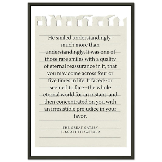 He Smiled Understandingly – F. Scott Fitzgerald - Framed Poster-Quotes-30x45 cm / 12x18″-Silent Pacific