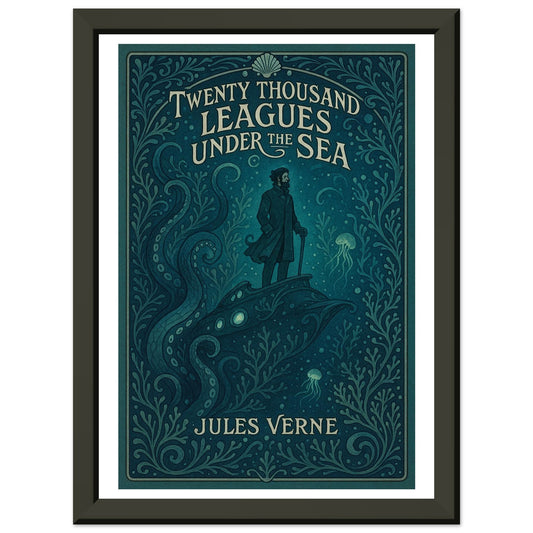 20,000 Leagues Under the Sea by Jules Verne - Metal Framed Poster 5" x 7"-Book Covers-Silent Pacific