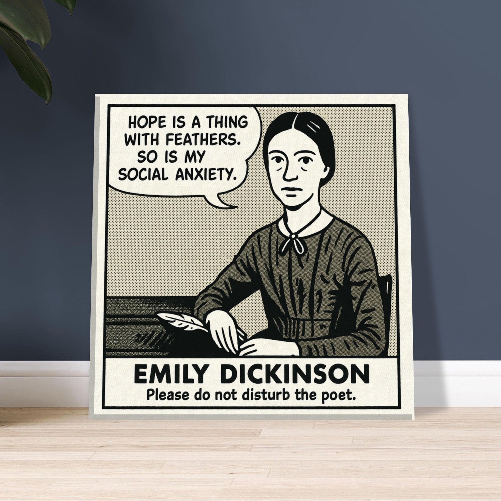 Emily Dickinson Canvas (Cartoon) (8x8" / 20x20cm)-Author Cartoons-Silent Pacific