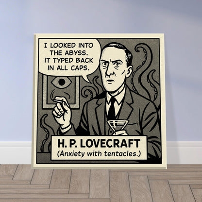 H.P. Lovecraft Canvas (Cartoon) (8x8" / 20x20cm)-Author Cartoons-Silent Pacific