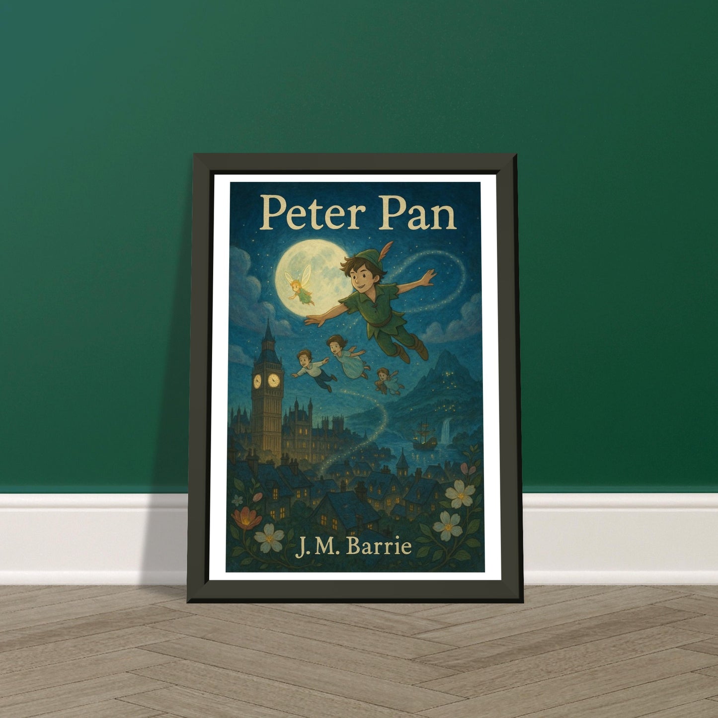 Peter Pan by J.M. Barrie - Metal Framed Poster 5" x 7"-Book Covers-Silent Pacific
