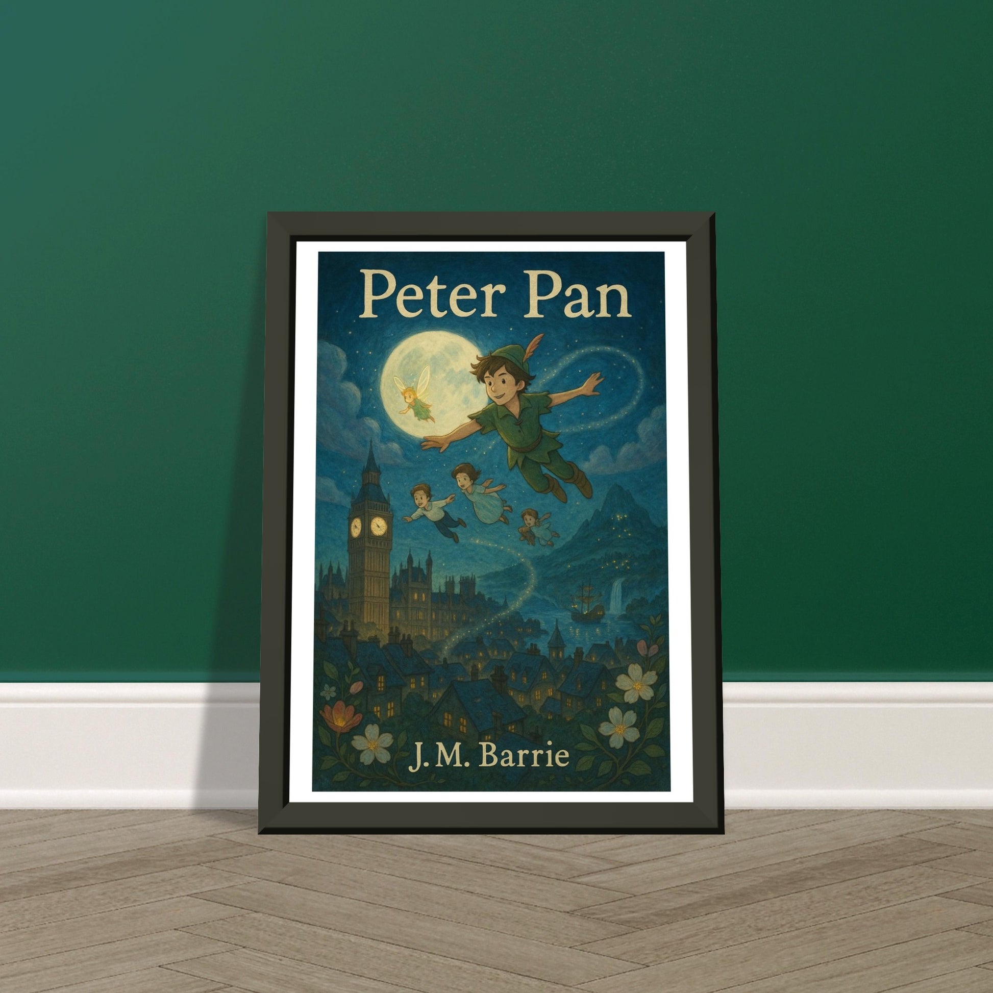 Peter Pan by J.M. Barrie - Metal Framed Poster 5" x 7"-Book Covers-Silent Pacific