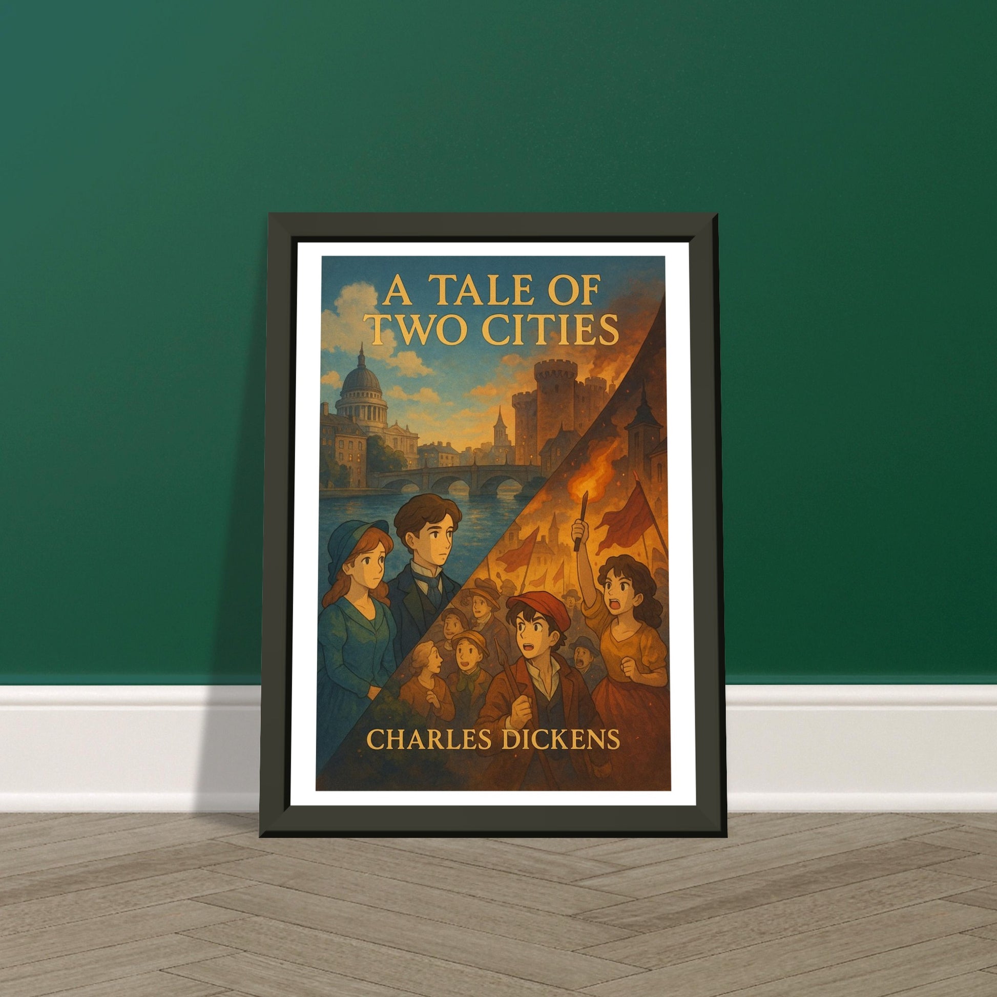 A Tale of Two Cities by Charles Dickens - Metal Framed Poster 5" x 7"-Book Covers-Silent Pacific