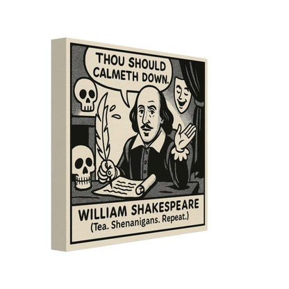 William Shakespeare Canvas (Cartoon) (8x8" / 20x20cm)-Author Cartoons-Silent Pacific