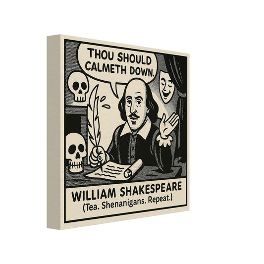 William Shakespeare Canvas (Cartoon) (8x8" / 20x20cm)-Author Cartoons-Silent Pacific