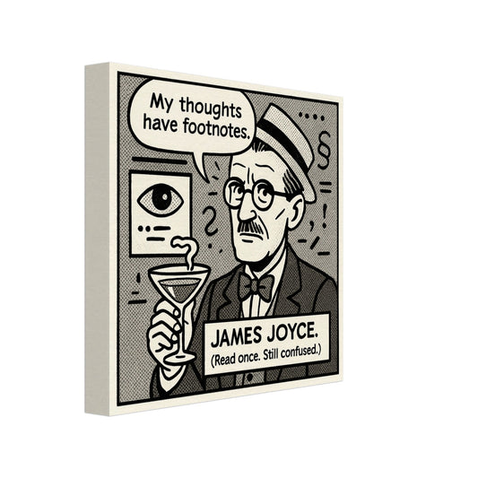 James Joyce Canvas (Cartoon) (8x8" / 20x20cm)-Author Cartoons-Silent Pacific