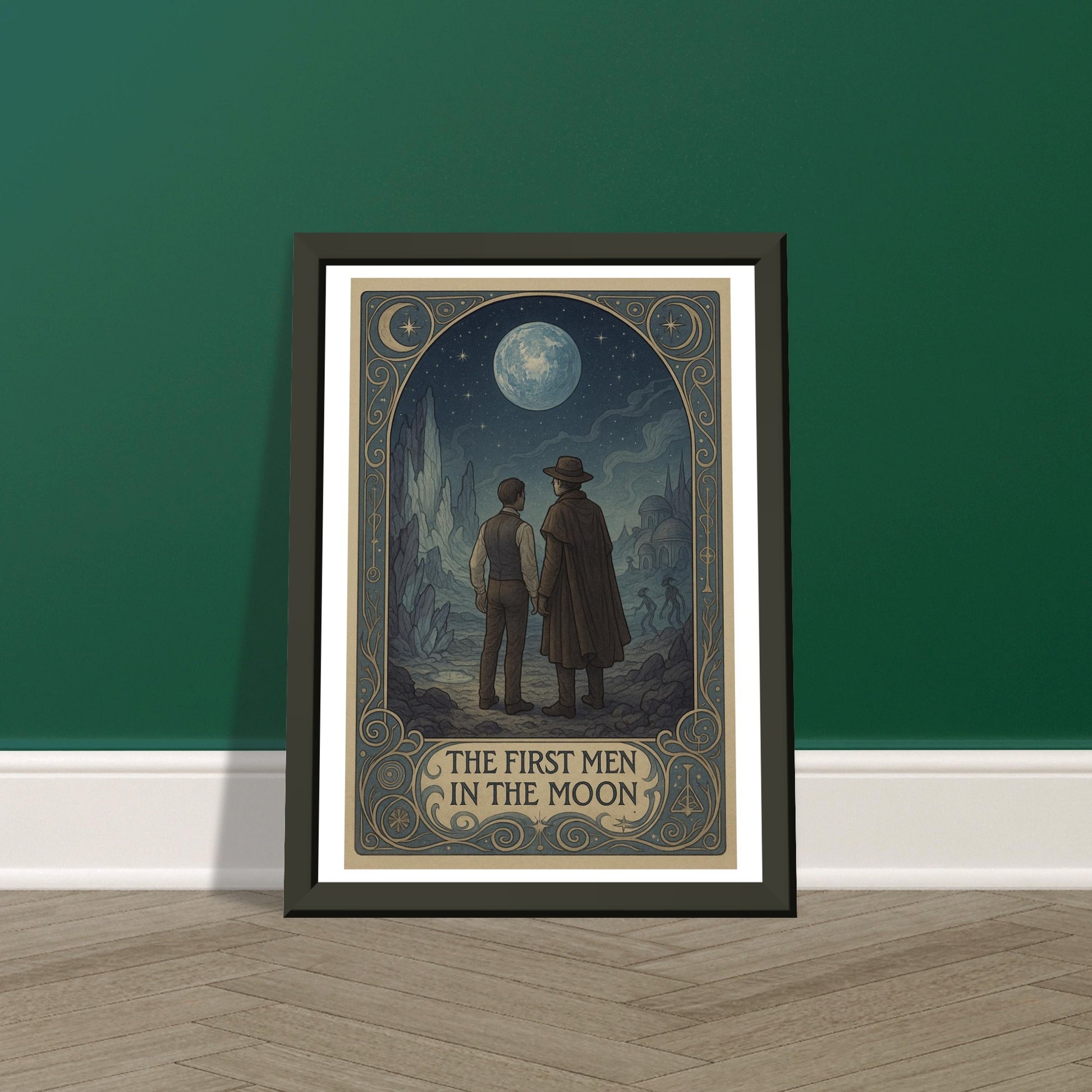 The First Men in the Moon by H.G. Wells - Metal Framed Poster 5" x 7"-Book Covers-Silent Pacific