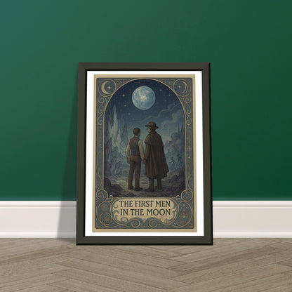 The First Men in the Moon by H.G. Wells - Metal Framed Poster 5" x 7"-Book Covers-Silent Pacific