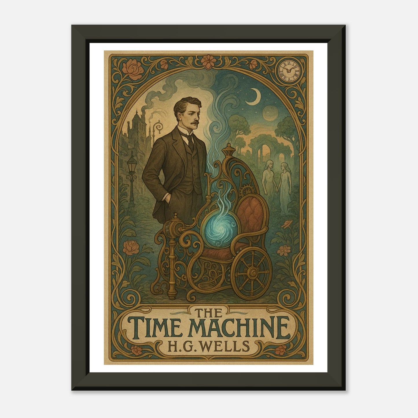The Time Machine by H.G. Wells - Metal Framed Poster 5" x 7"-Book Covers-Silent Pacific