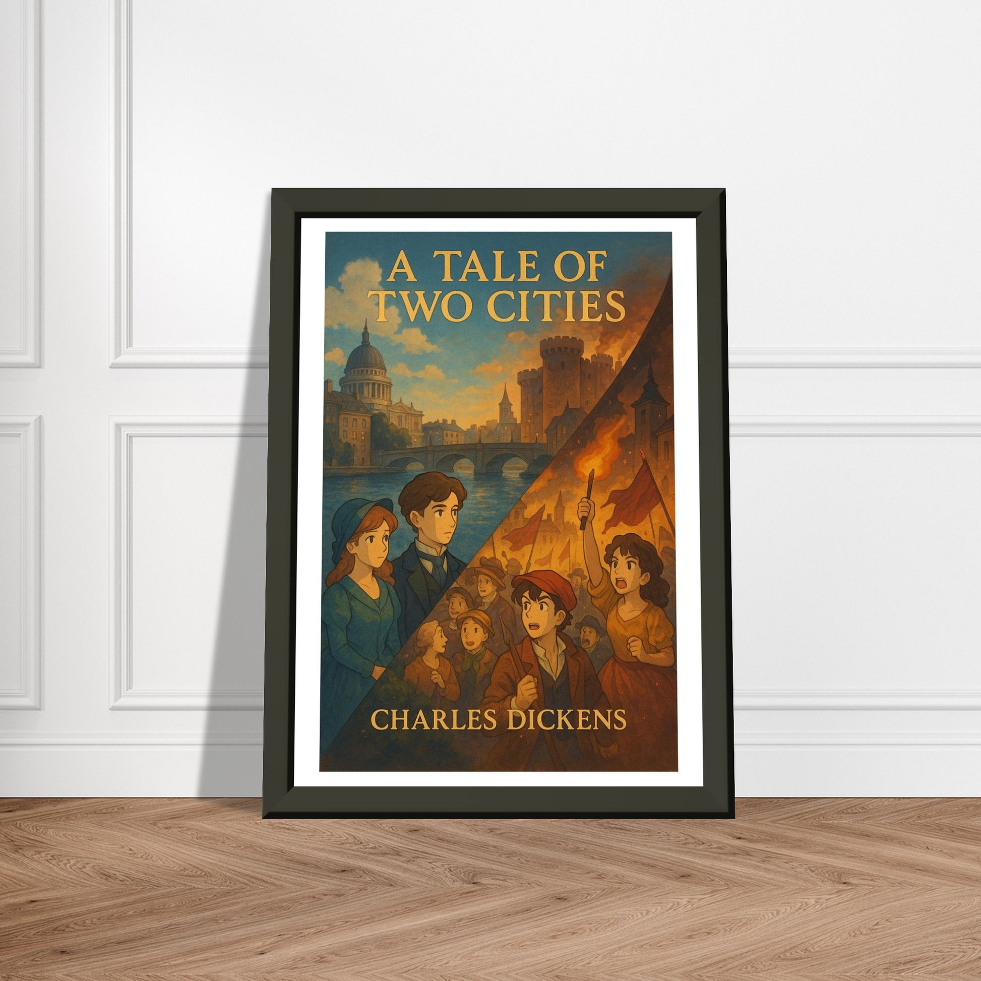 A Tale of Two Cities by Charles Dickens - Metal Framed Poster 5" x 7"-Book Covers-Silent Pacific