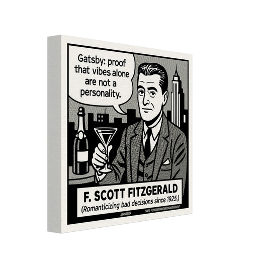 F. Scott Fitzgerald Canvas (Cartoon) (8x8" / 20x20cm)-Author Cartoons-Silent Pacific