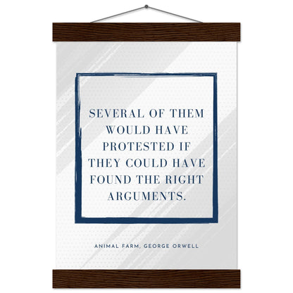“Several of Them Would Have Protested” Poster with Wooden Hanger – George Orwell, Animal Farm | Minimalist Political Wall Art-Quotes-21x29.7 cm / 8x12"-Silent Pacific