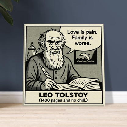Leo Tolstoy Canvas (Cartoon) (8x8" / 20x20cm)-Author Cartoons-Silent Pacific
